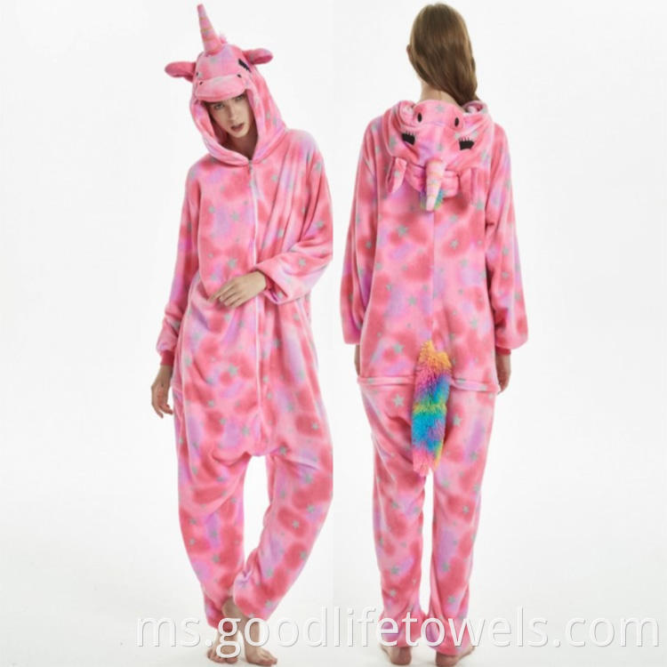 Cute Woman One Piece Hooded Pajamas Sleepwear